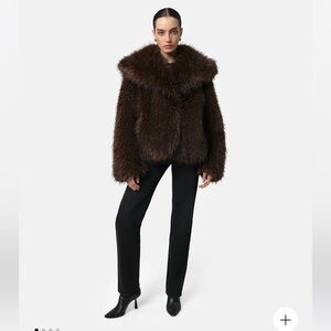 NWT Apparis Yara Faux Fur Coat Dark Brown Sz L